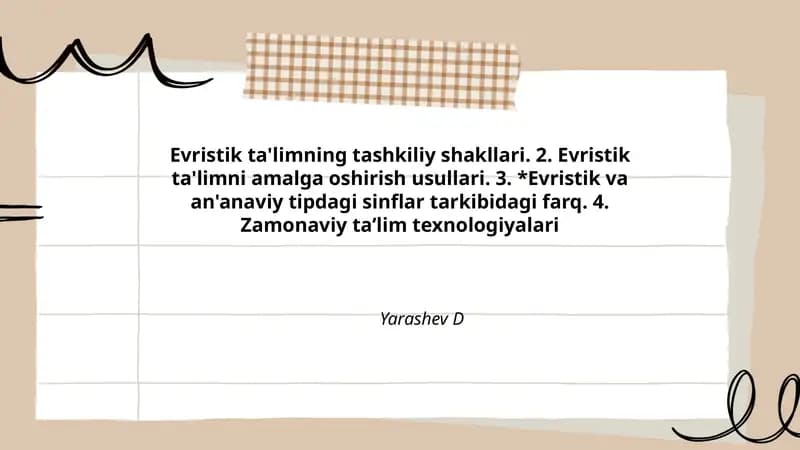 Evristik ta'limning tashkiliy shakllari