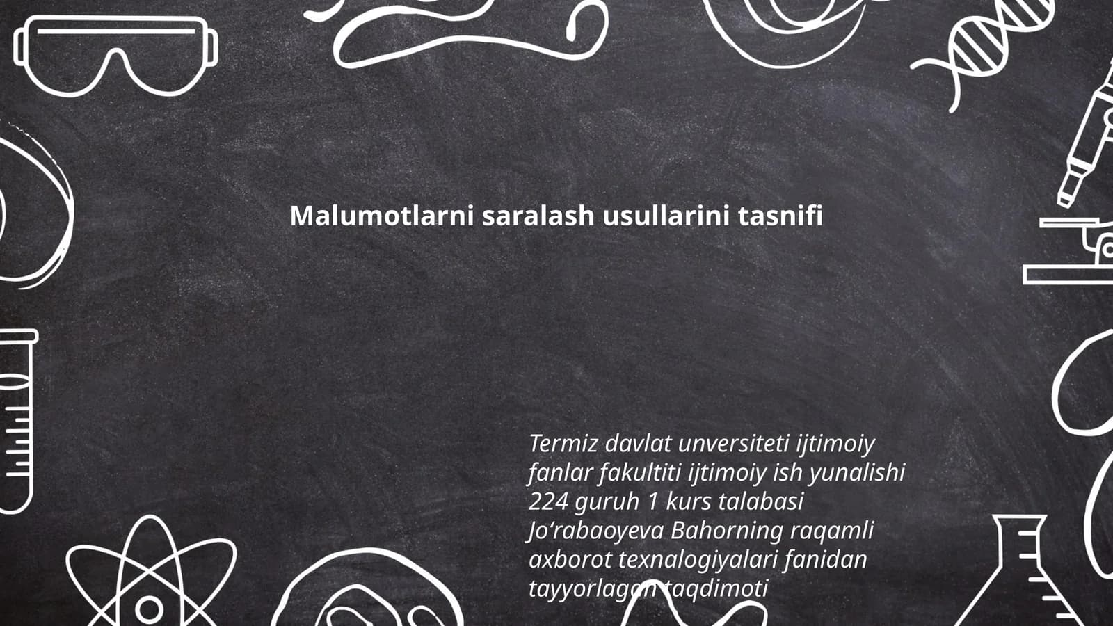 Malumotlarni saralash usullarini tasnifi