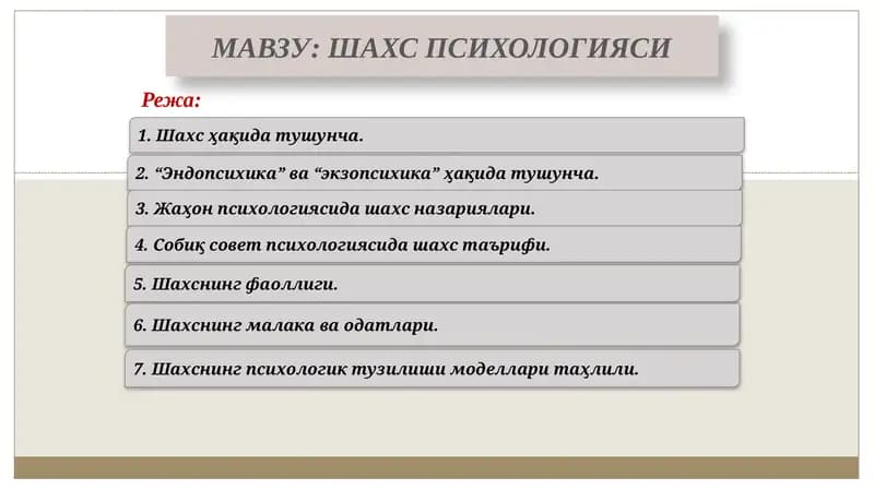 Shaxs psixologiyasi