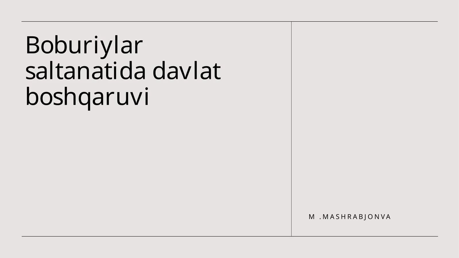 Boburiylar saltanatida davlat boshqaruvi