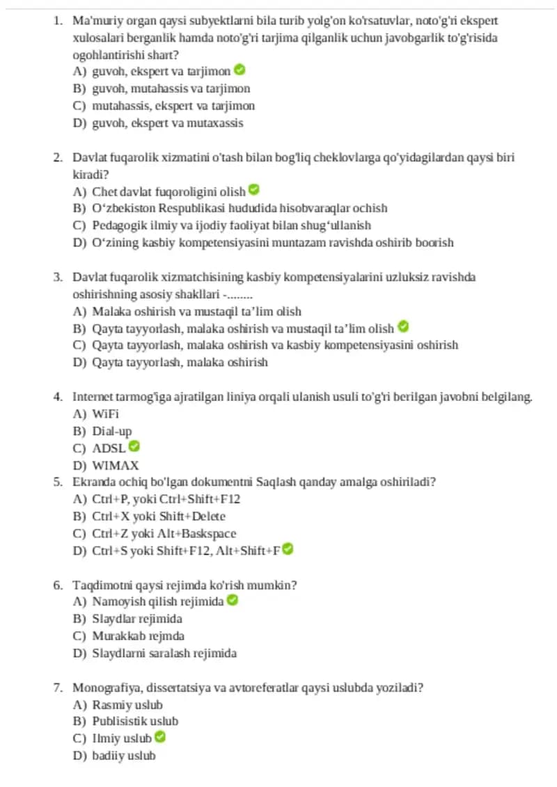 2025 yilgi argos IQ test javoblari