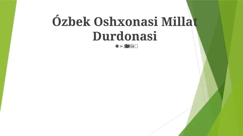 Ózbek Oshxonasi Millat Durdonasi