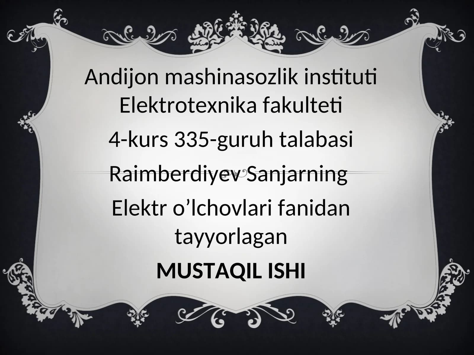 Elektr o’lchovlari fanidan tayyorlagan MUSTAQIL ISHI