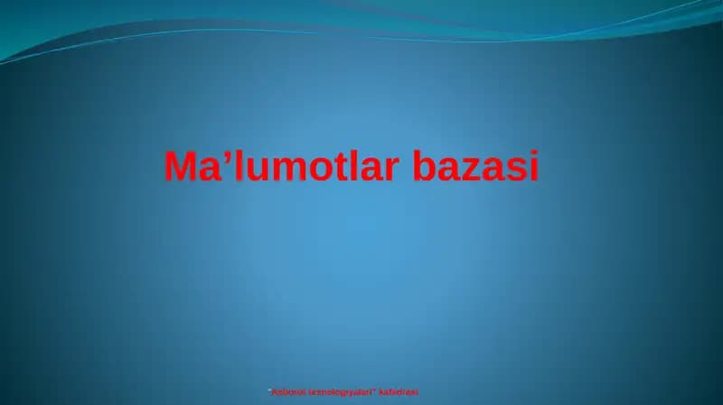Ma’lumotlar bazasi