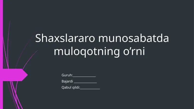 Munosabatlar Psixologiyasi