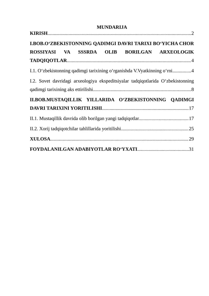 Arxeologik tadqiqotlar tahlili