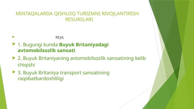 MINTAQALARDA QISHLOQ TURIZMNI RIVOJLANTIRISH RESURSLARI