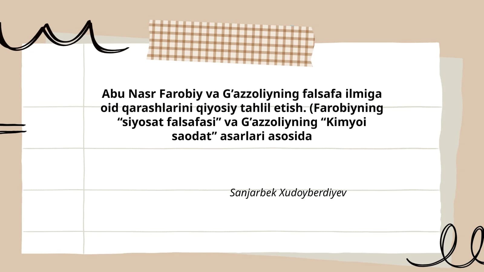 Abu Nasr Farobiy va G’azzoliyning falsafa ilmiga oid qarashlarini qiyosiy tahlil etish