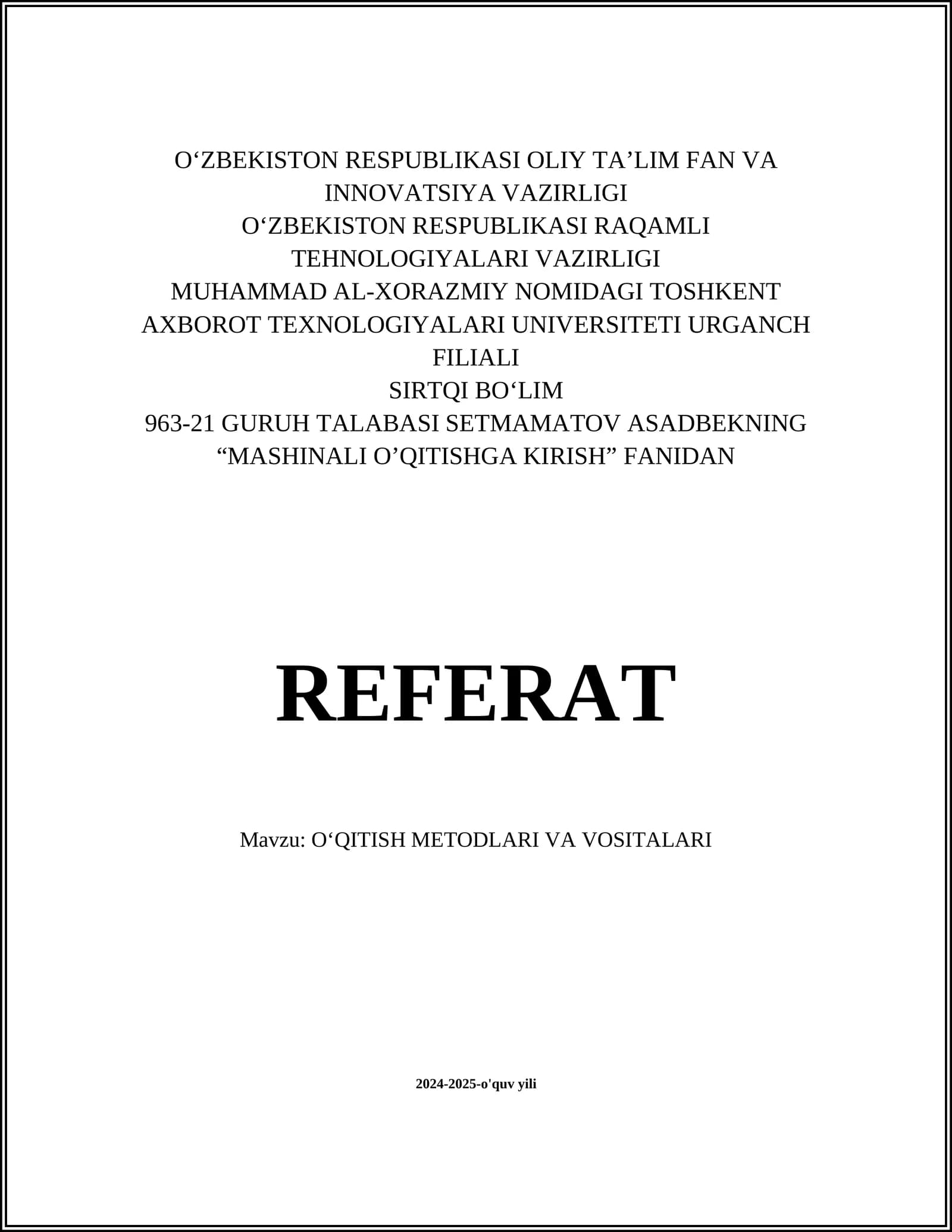 Anʼanaviy oʻqitish metodlari