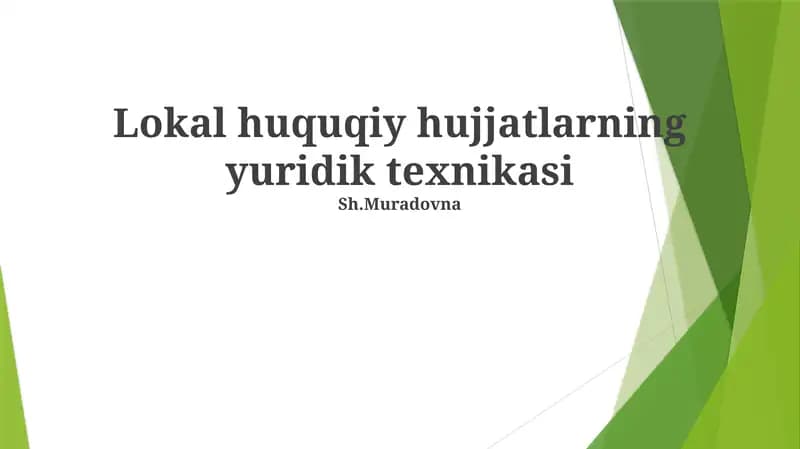 Lokal huquqiy hujjatlarning yuridik texnikasi