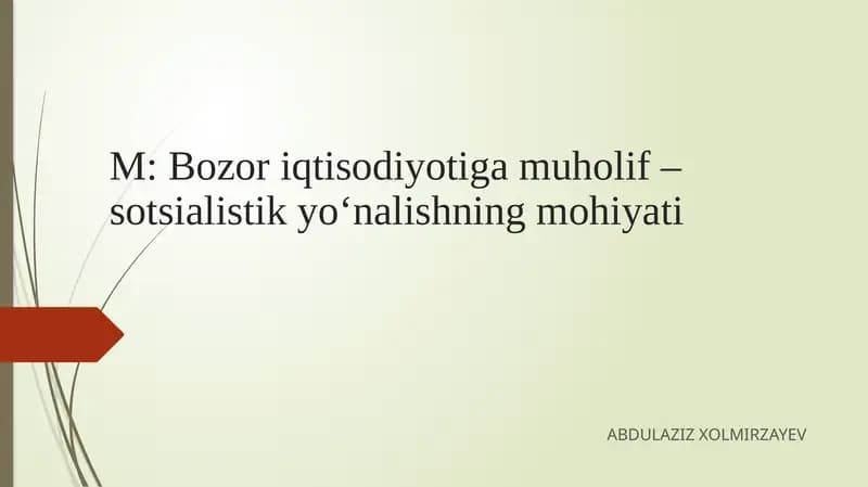 Sotsialistik yo‘nalish bozoriqtisodiyoti