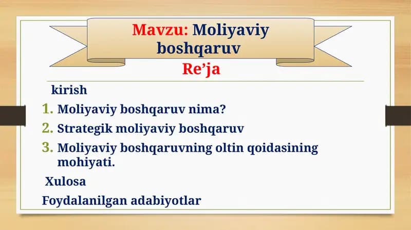 Moliyaviy boshqaruv
