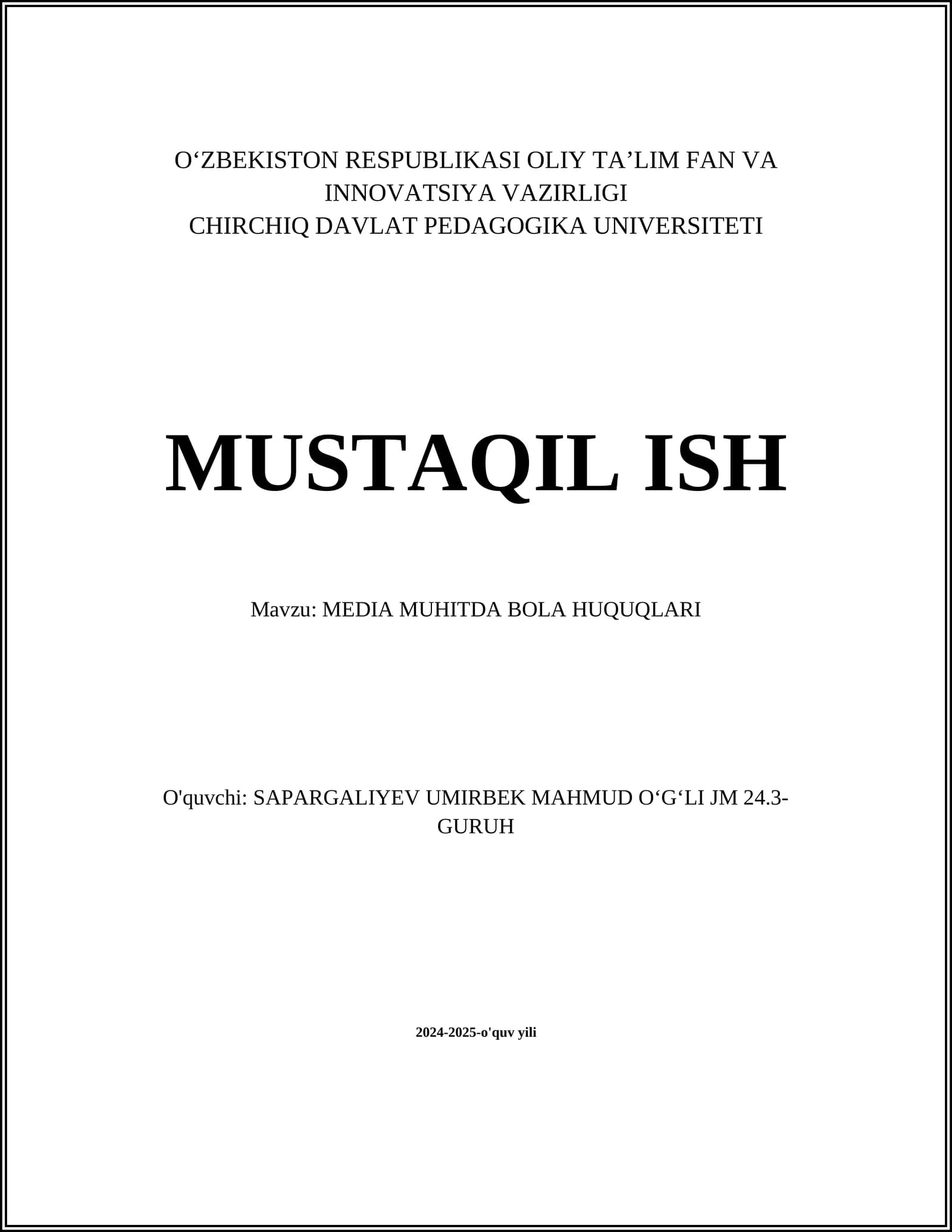 MEDIA MUHITDA BOLA HUQUQLARI