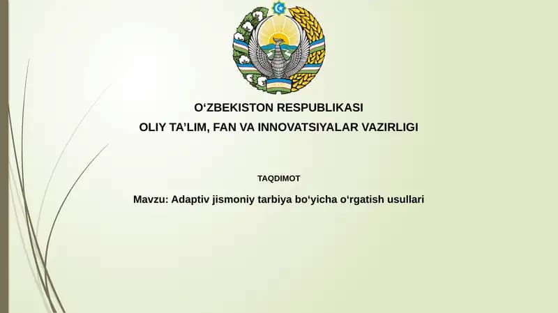 Adaptiv jismoniy tarbiya bo'yicha o'rgatish usullari