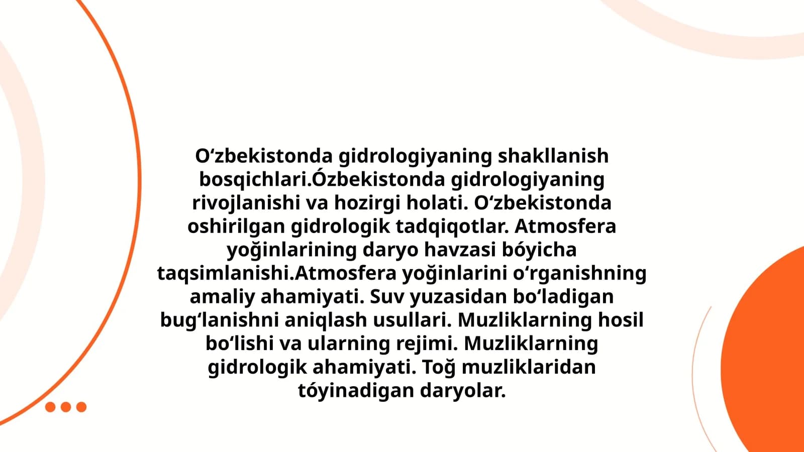 Oʻzbekistonda gidrologiyaning shakllanish bosqichlari