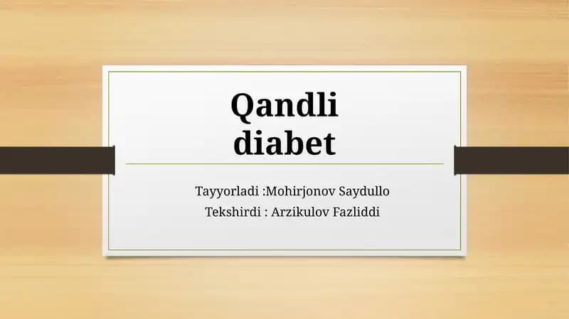 Qandli Diabet
