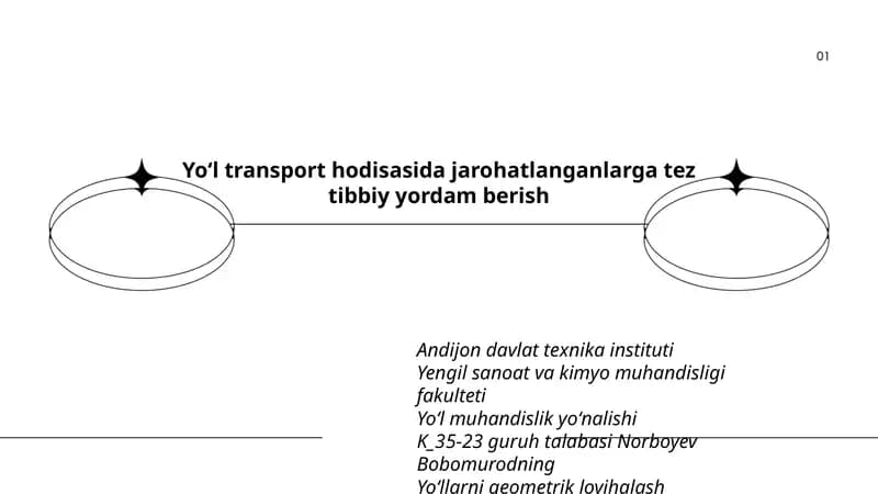 Yoʻl transport hodisasida jarohatlanganlarga tez tibbiy yordam berish