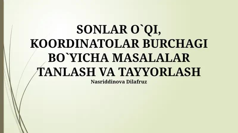 Masalalarni Tayyorlash Usullari