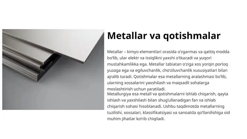 Metallar va qotishmalar