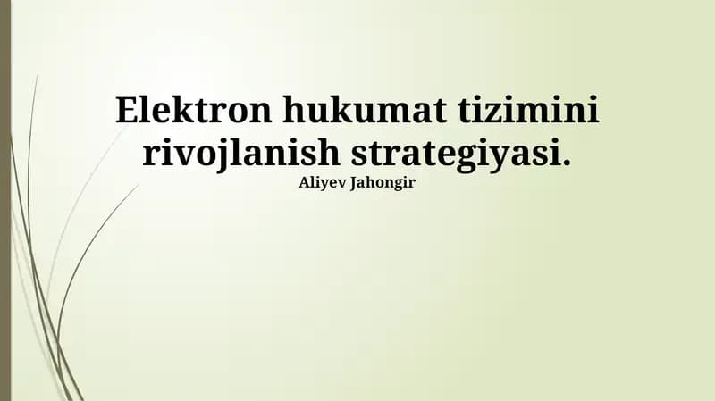 Elektron Hukumat Tizimini Rivojlantirish Strategiyasi