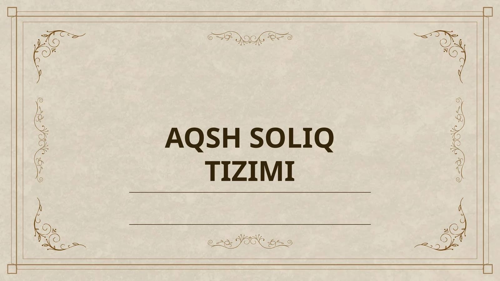 AQSH SOLIQ TIZIMI
