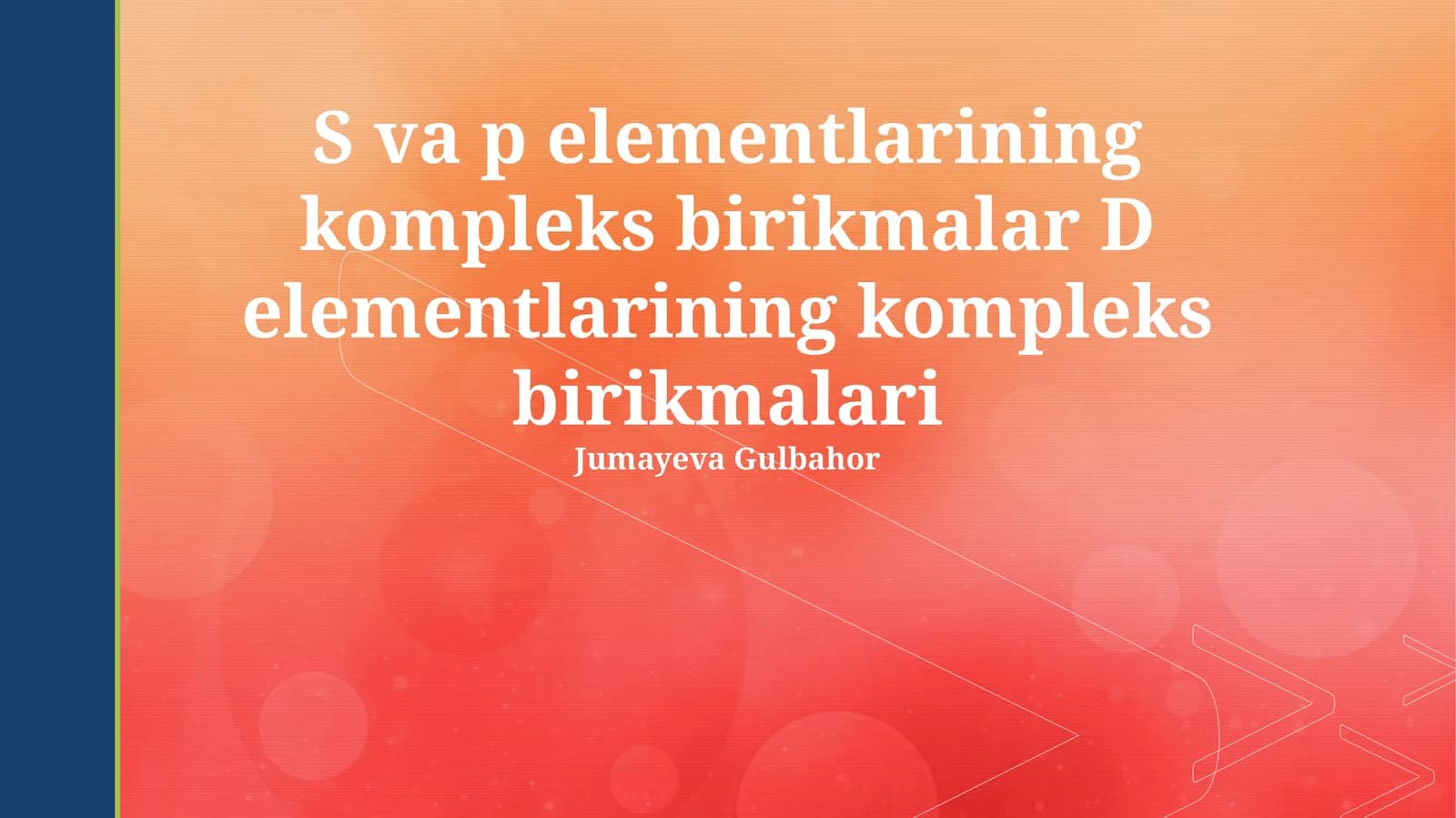 S va p elementlarining kompleks birikmalari