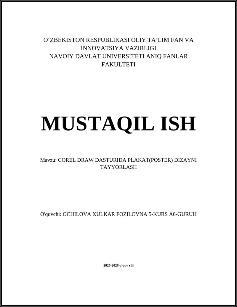 PLAKAT(POSTER) DIZAYNI TAYYORLASH
