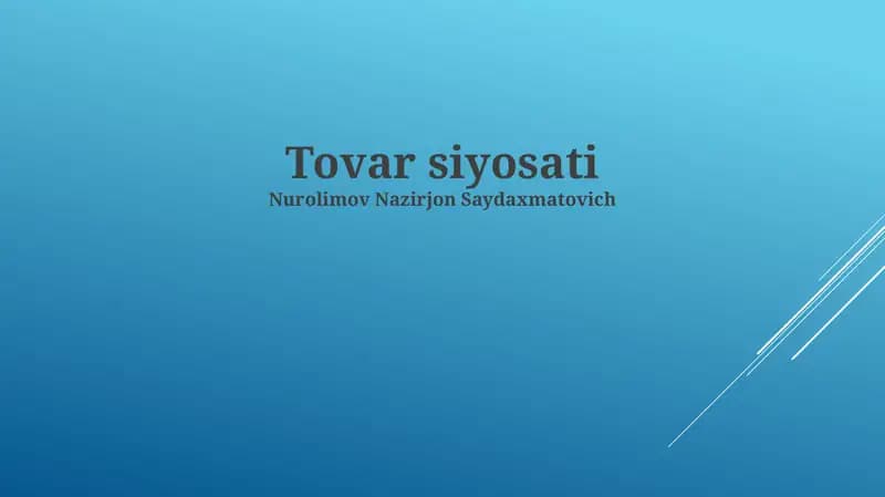 Tovar siyosati