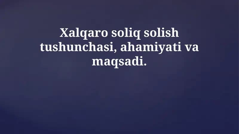 Xalqaro soliq solish