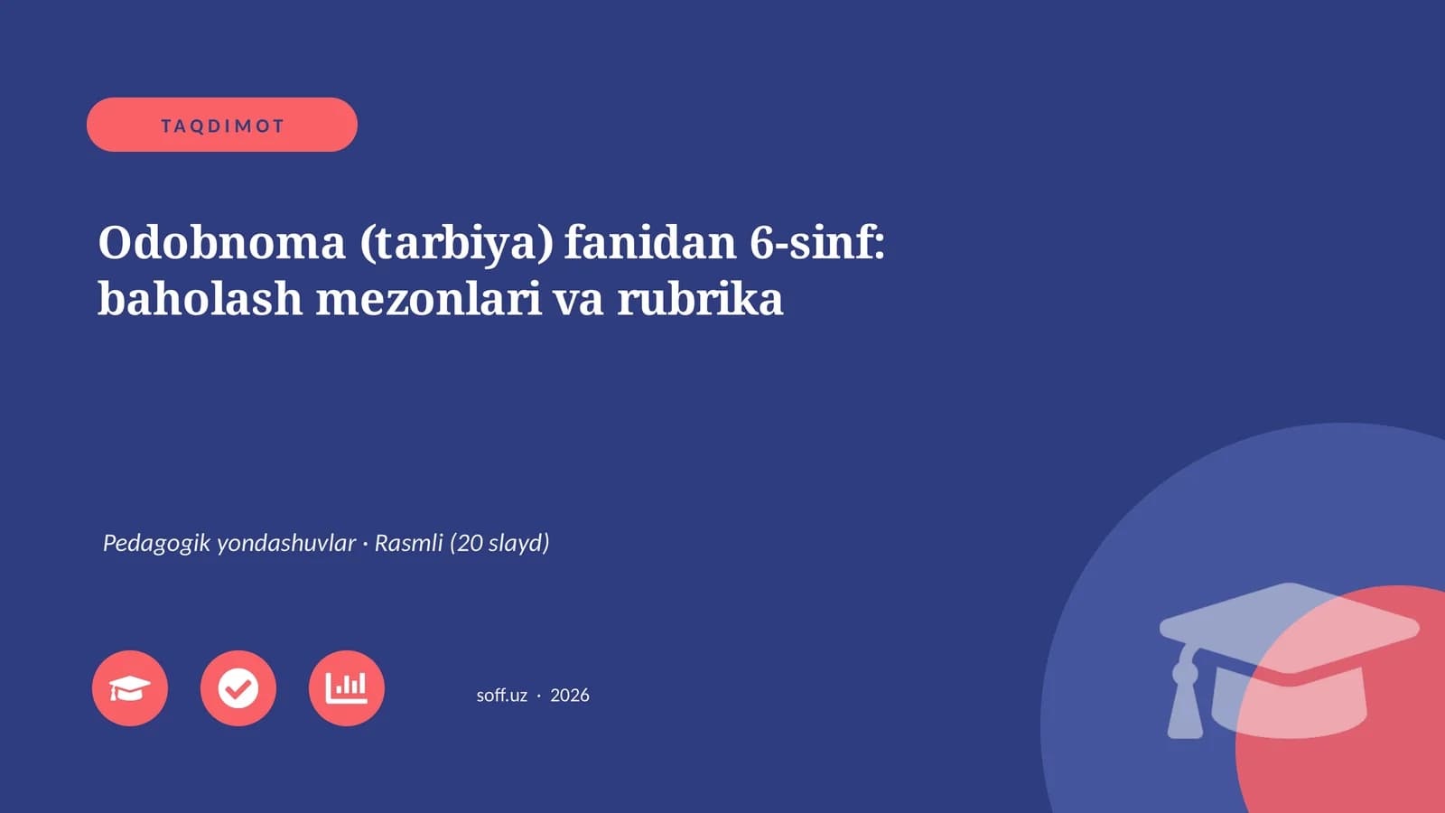 Odobnoma (tarbiya) fanidan 6-sinf: baholash mezonlari va rubrika