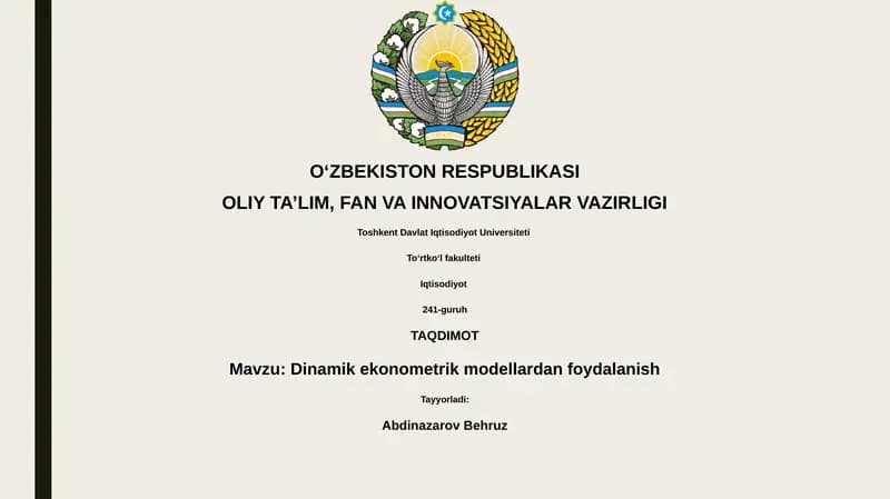 Dinamik ekonometrik modellardan foydalanish