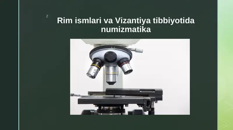 Rim ismlari va Vizantiya Tibbiyoti va Numizmatikasi