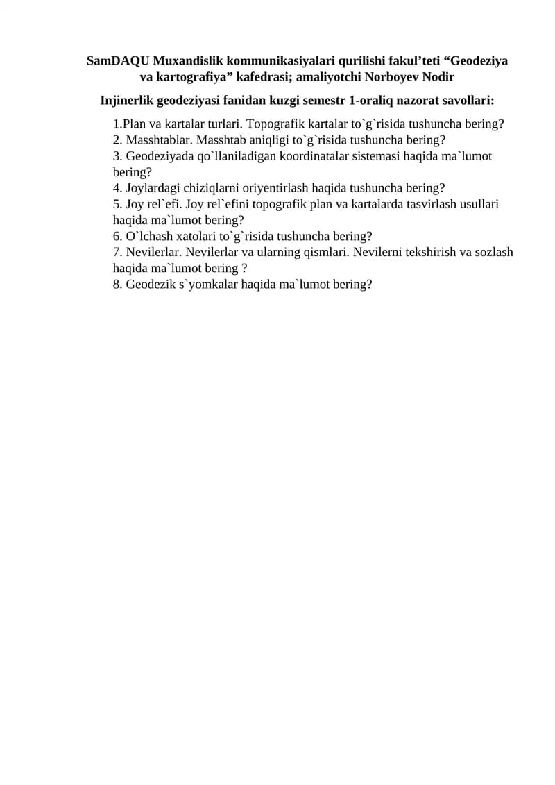 Geodeziya va kartografiya