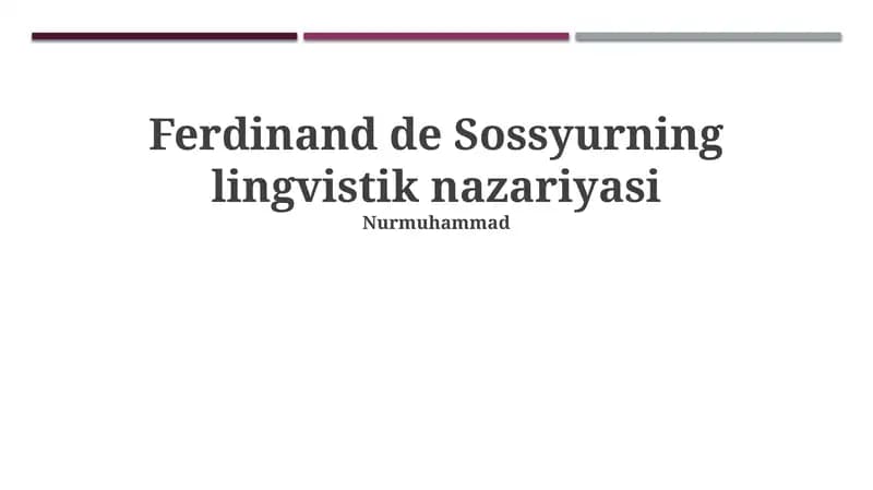 Ferdinand de Sossyurning lingvistik nazariyasi