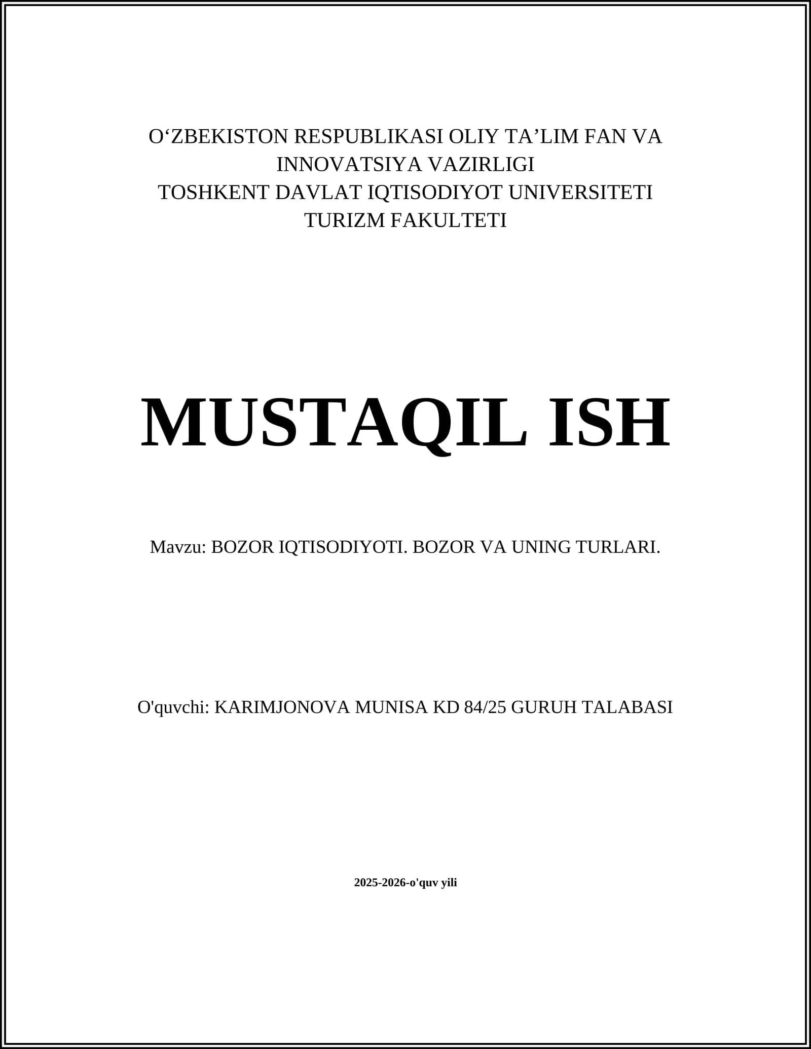 BOZOR IQTISODIYOTI