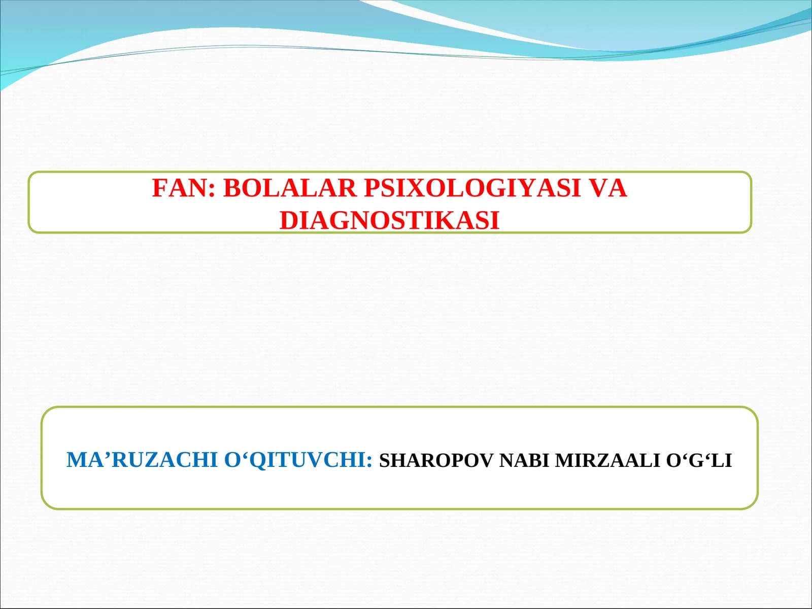 MAKTABGACHA BO`LGAN YOSHDAGI BOLANING IRODAVIY SOHASINING PSIXODIAGNOSTIKASI