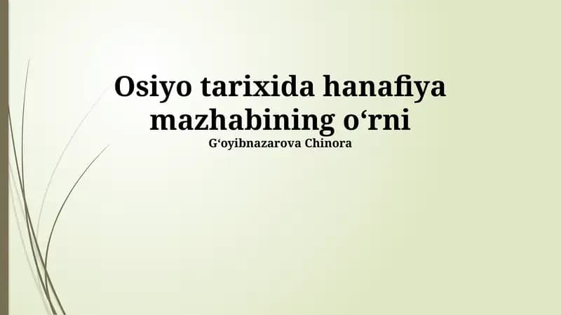Hanafiy mazhabi va Oʻzbekiston meʼmorchiligi
