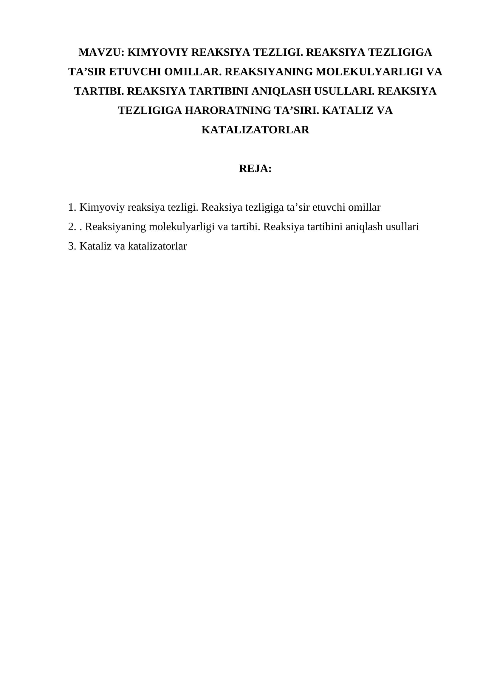 Kimyoviy Reaksiya Tezligi