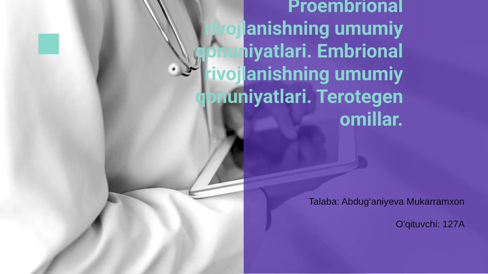 Proembrional va embrional rivojlanishning qonuniyatlari