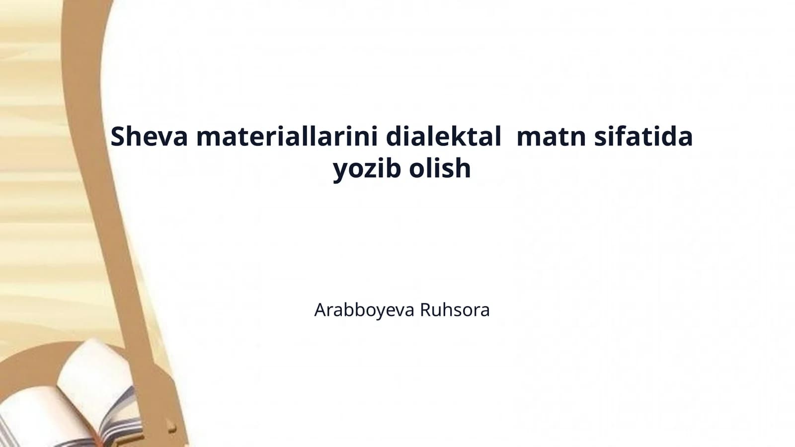 Sheva materiallarini dialektal  matn sifatida yozib olish