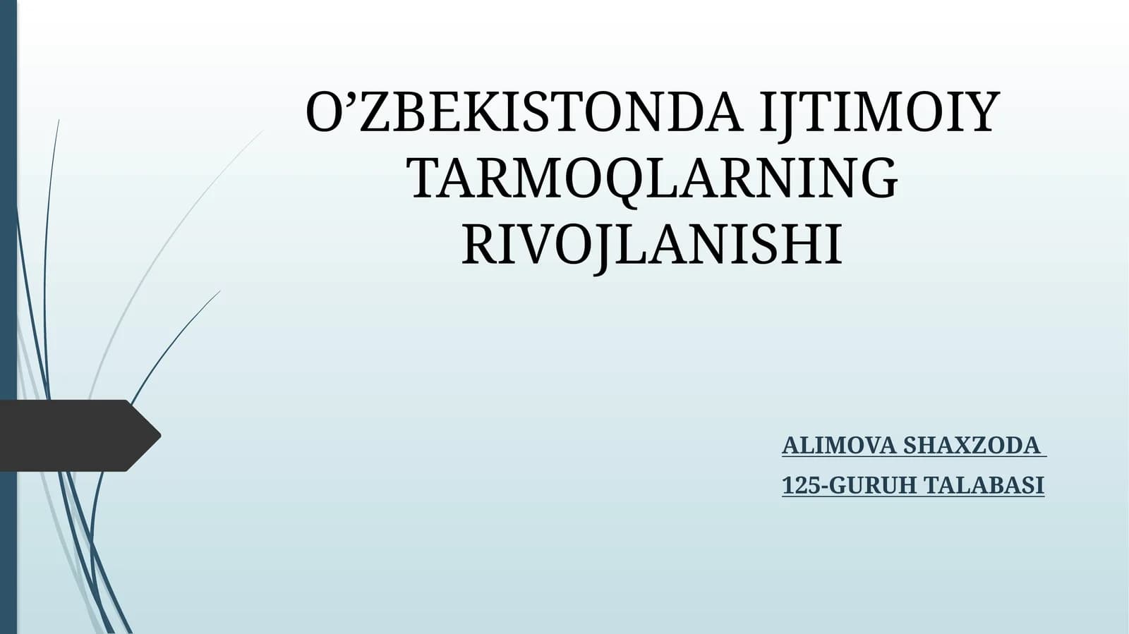 O’ZBEKISTONDA IJTIMOIY TARMOQLARNING RIVOJLANISHI
