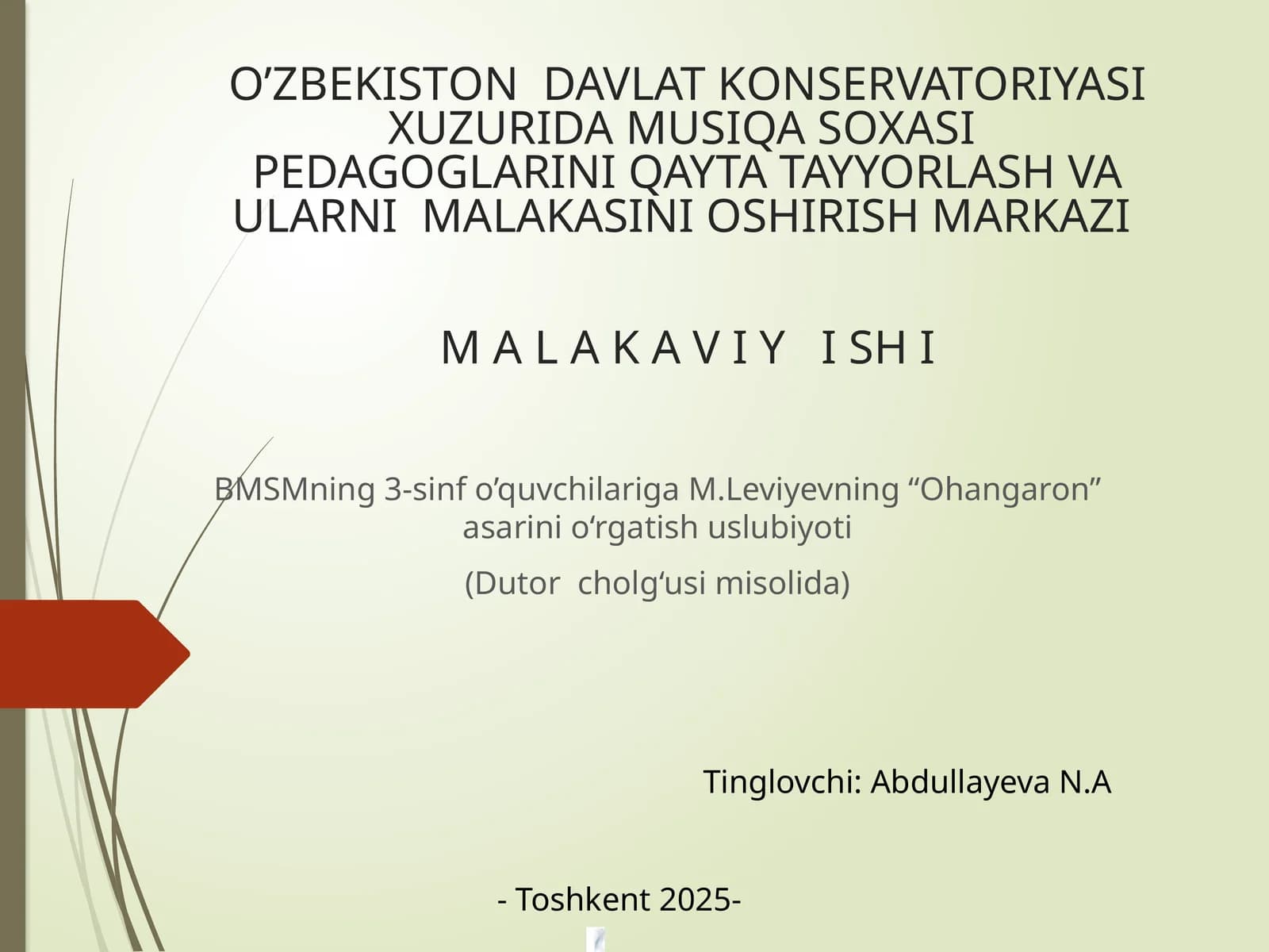"Ohangaron" asarini o‘rgatish uslubiyoti