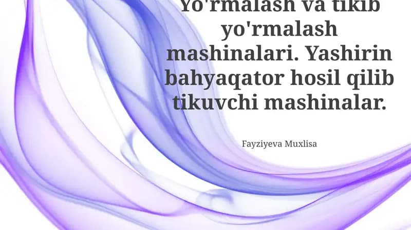Tikuv Mashinalarining Umumiy Ko'rinishi