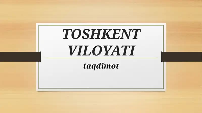 Toshkent Viloyati iqtisodiyoti