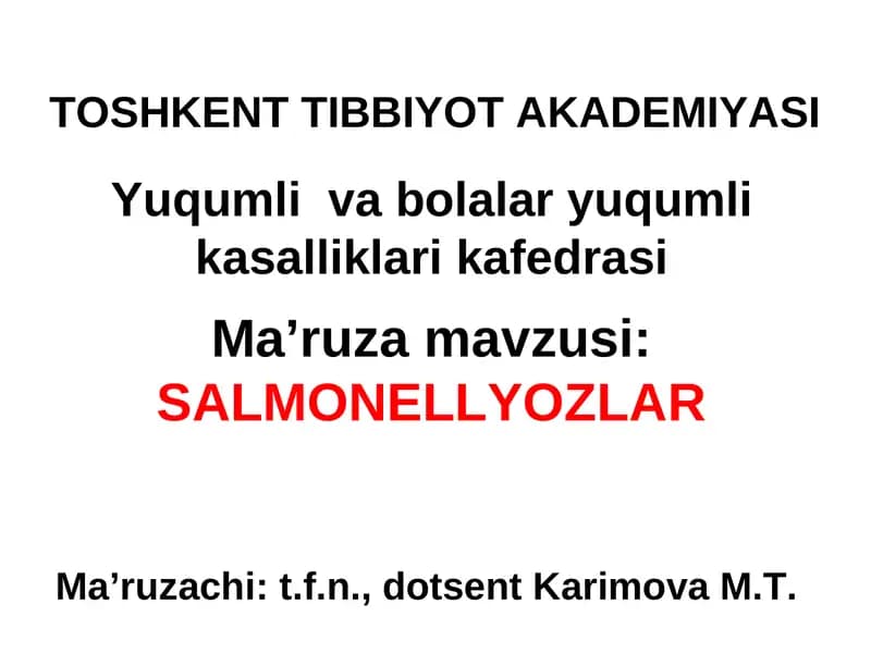 SALMONELLYOZLAR