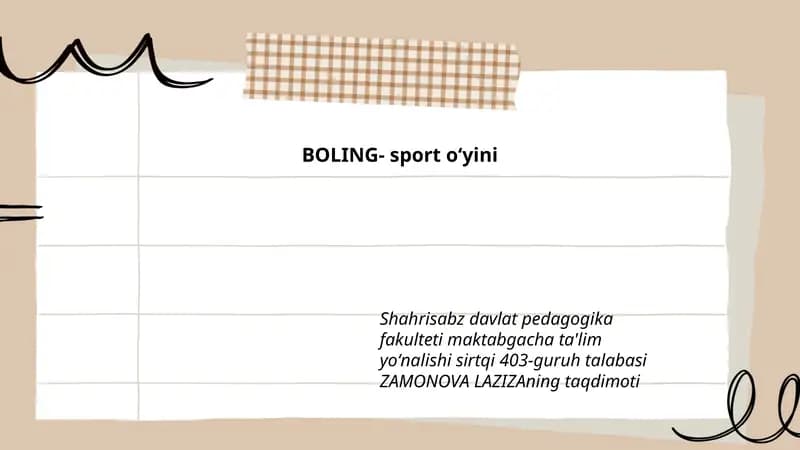 BOLING- sport oʻyini