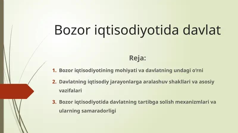 Bozor iqtisodiyotida davlat
