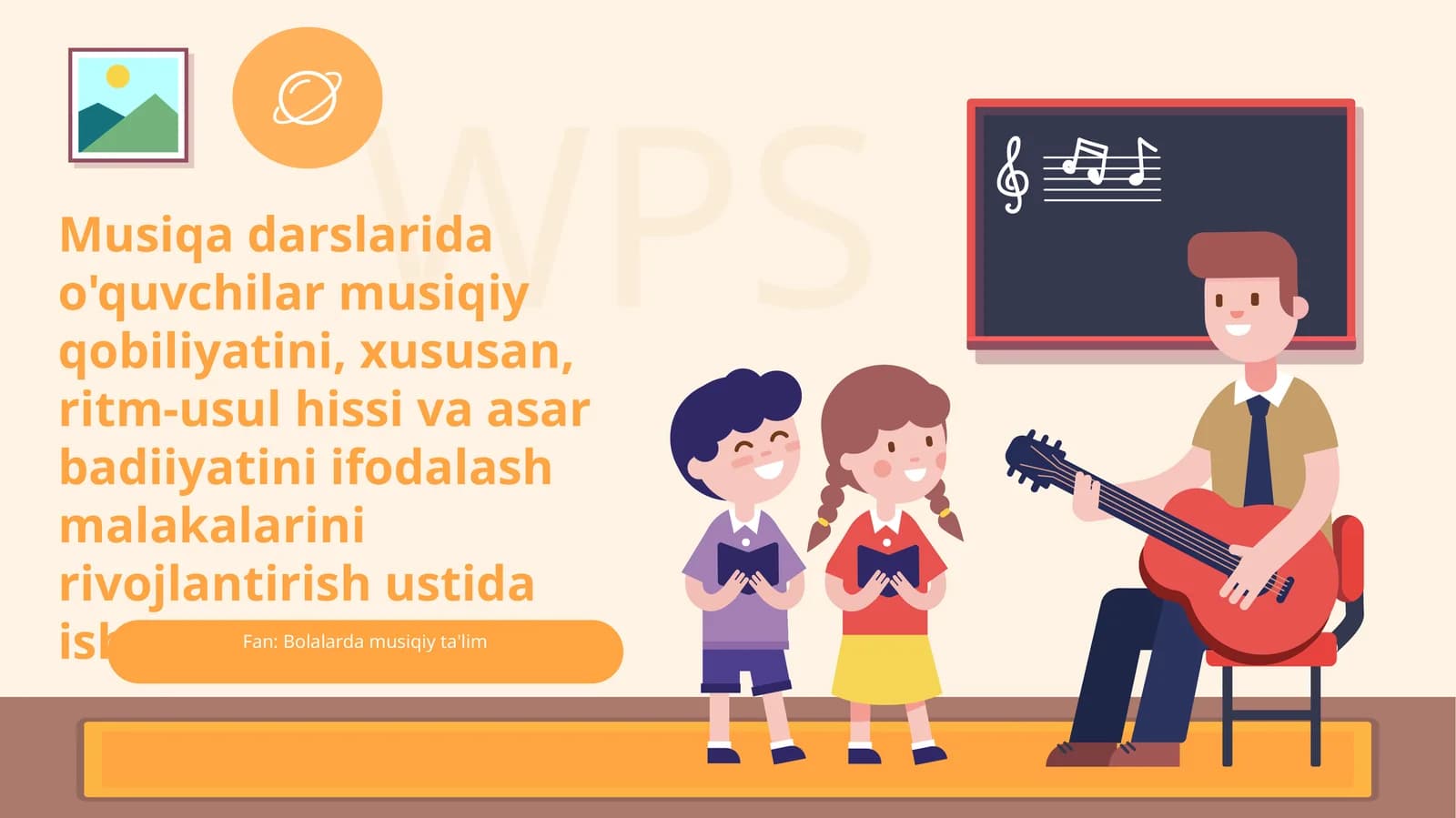 Musiqa darslarida o'quvchilar musiqiy qobiliyatini, xususan, ritm-usul hissi va asar badiiyatini ifodalash malakalarini rivojlantirish ustida ishlash