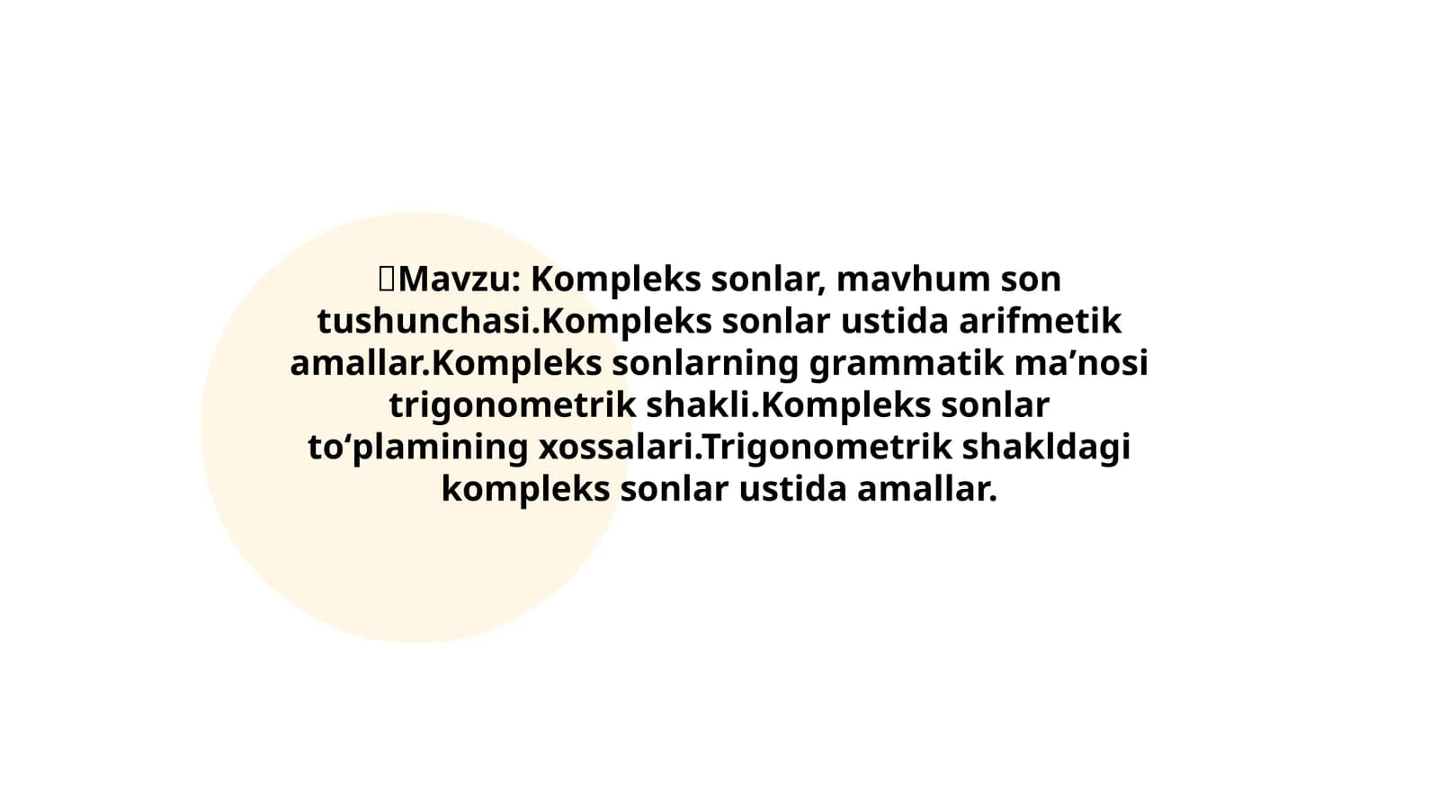 Kompleks sonlar, mavhum son tushunchasi