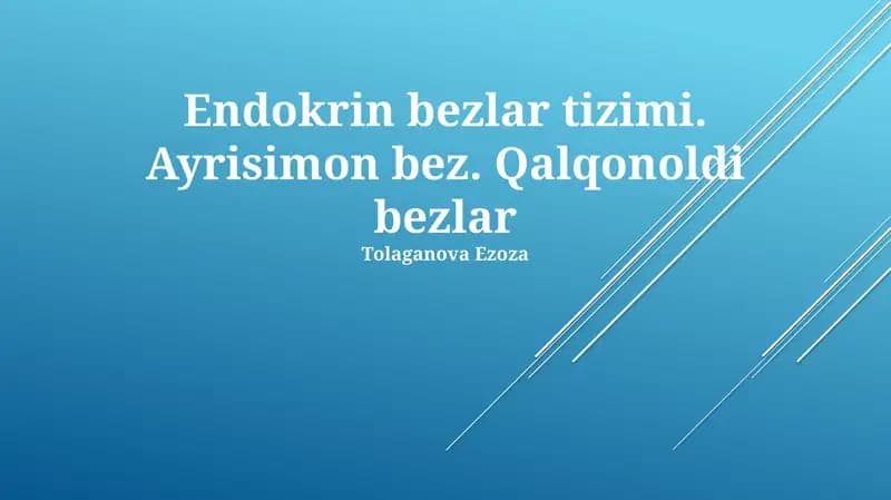 Buyrak Usti Bezining Fiziologiyasi